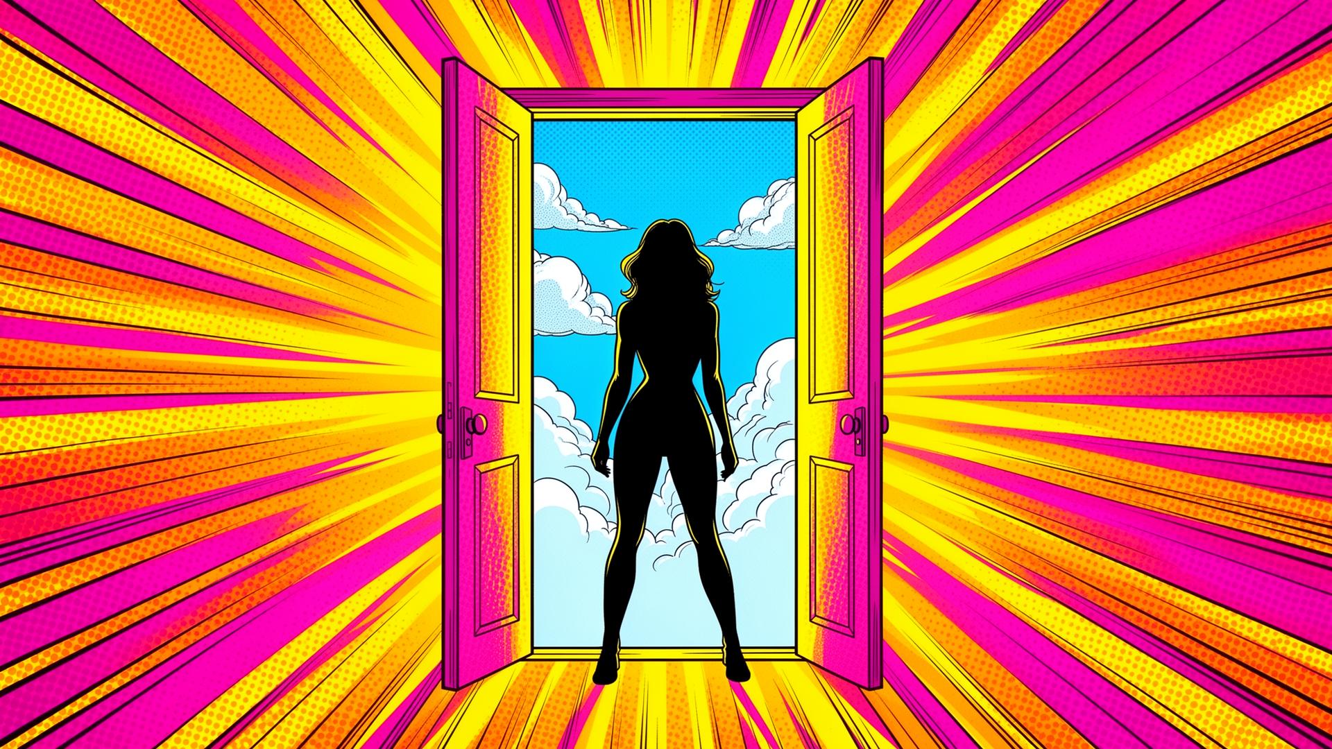 hero-door Mujer con puertas abiertas