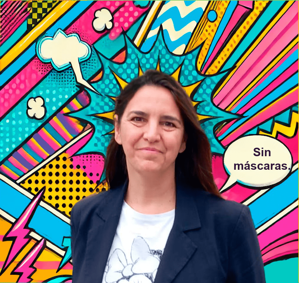 Ana Hidalgo ante un fondo pop con el mensaje Sin máscaras